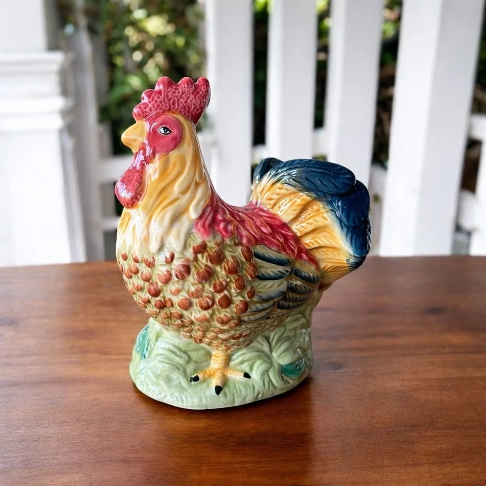 Vintage Ceramic Rooster Measuring Spoon Holder Farmhouse Kitchen Decor Rare 7